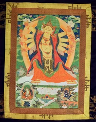 Thangka painting depicting a female Dharmapala, probably Lhamoo-so-sor-dang-ma, the Goddess of Children